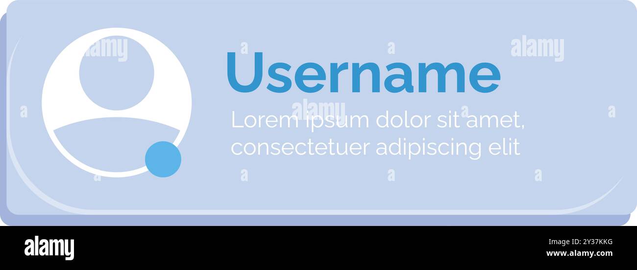 Minimalist user interface element showing a username field, designed for software and app developers Stock Vector