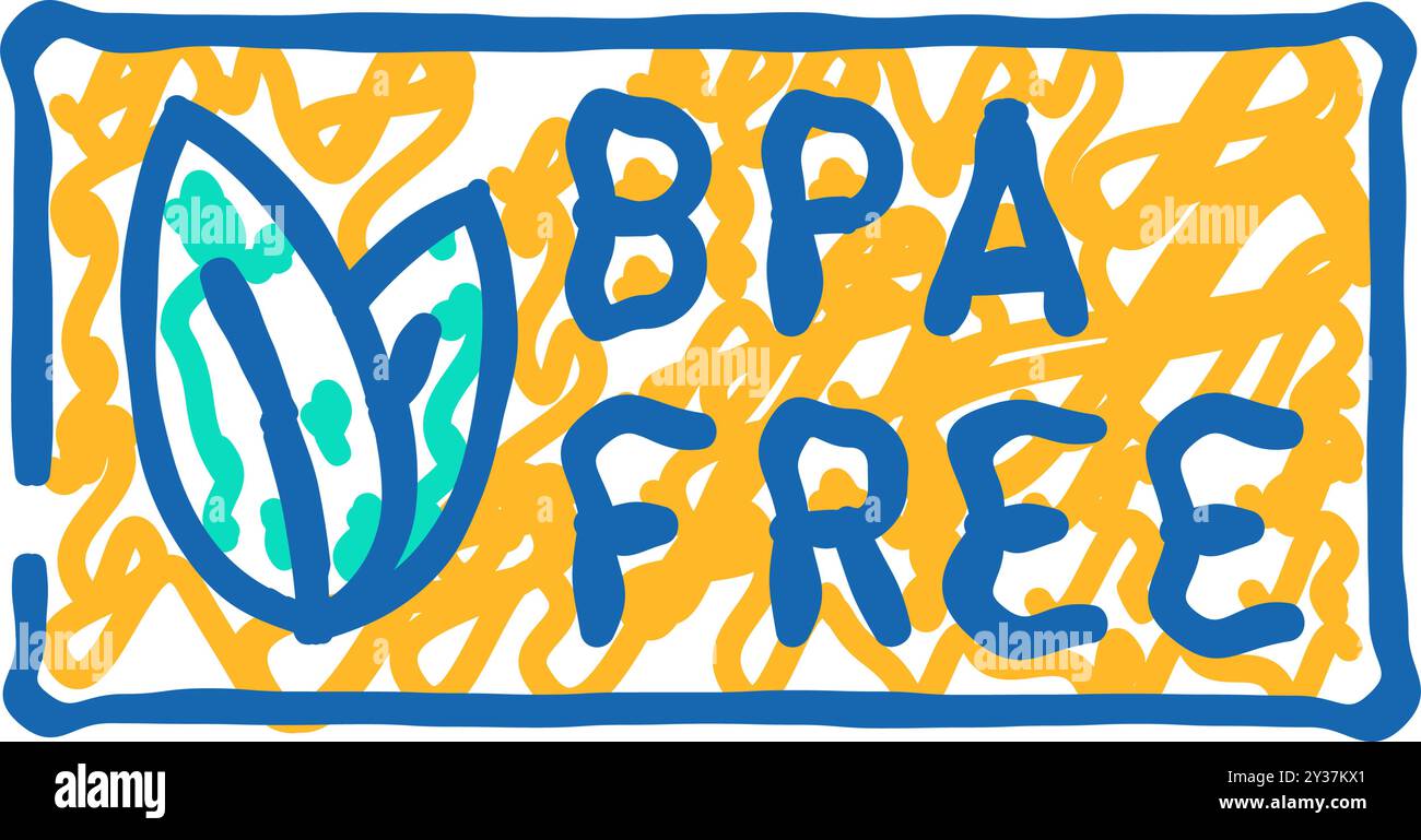 bpa free product label warning icon doodle illustration Stock Vector ...
