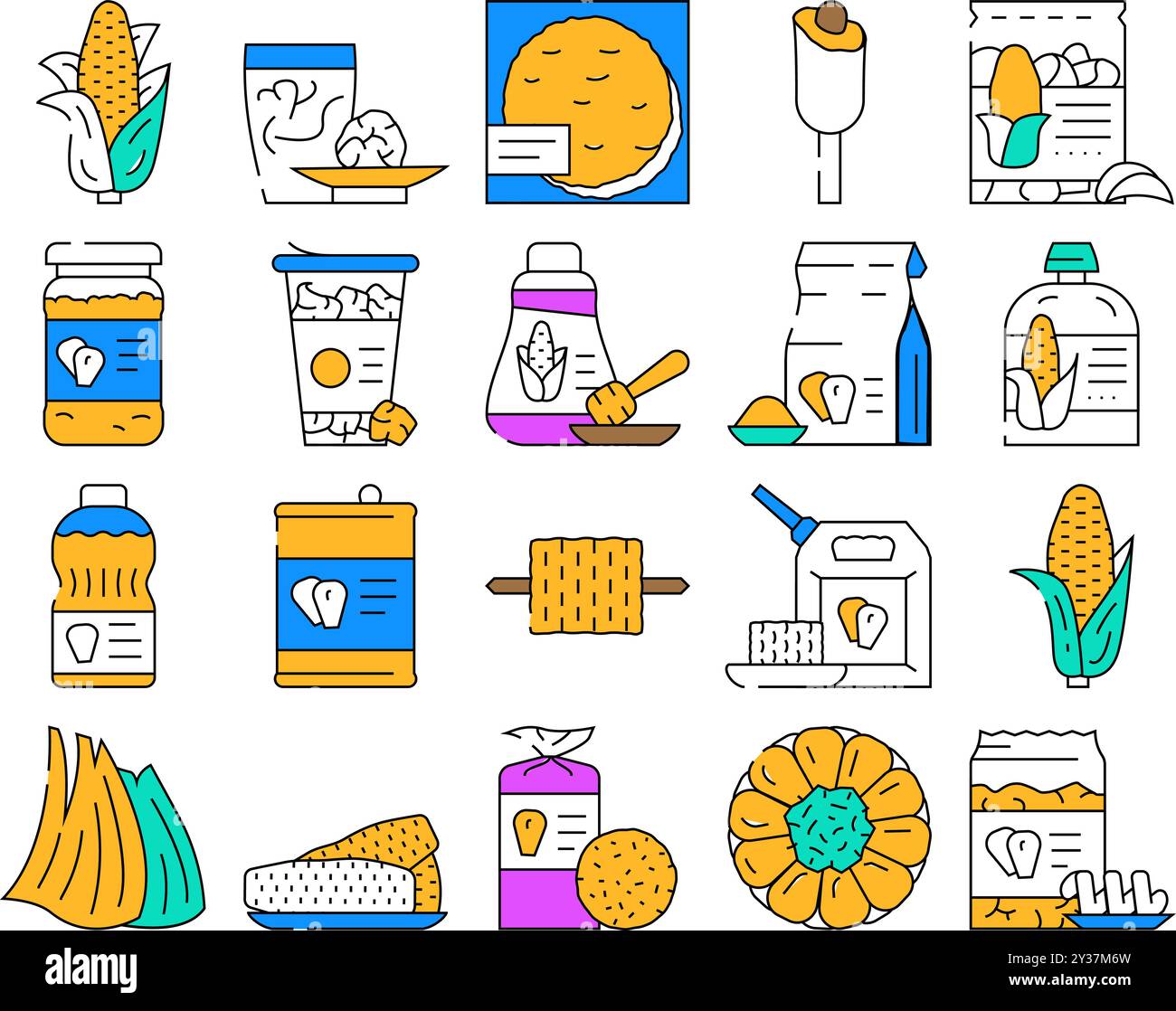 corn maize sweet plant cob icons set vector Stock Vector Image & Art ...
