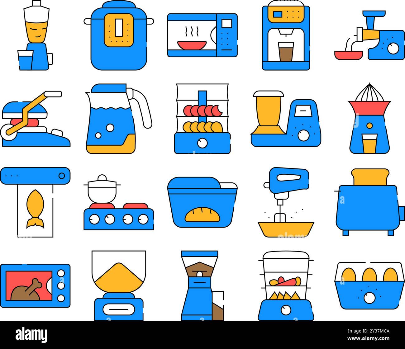 Kitchen Electronics Collection Icons Set Vector Illustrations Stock ...