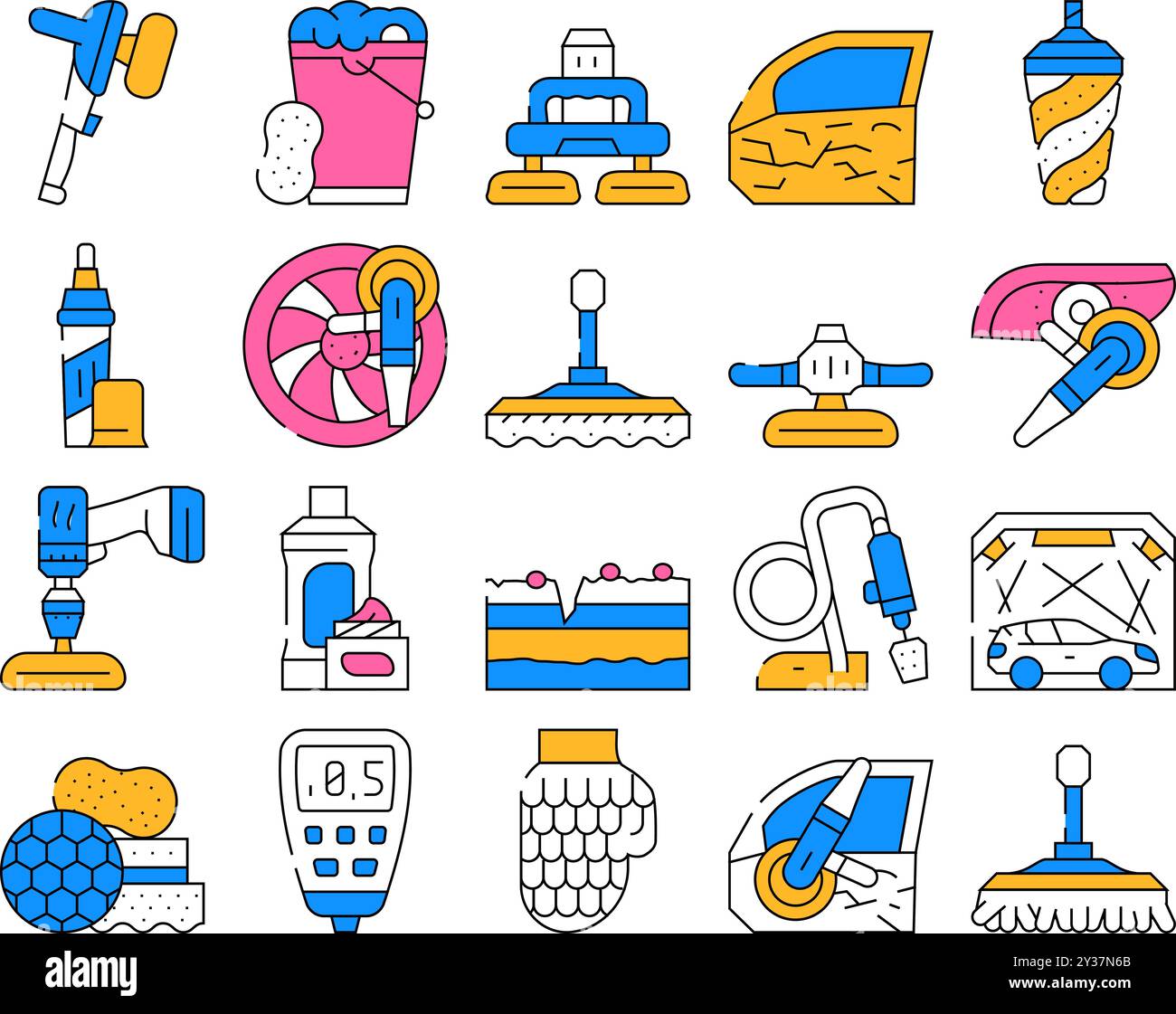 Car Polishing Tool Collection Icons Set Vector Stock Vector Image & Art ...