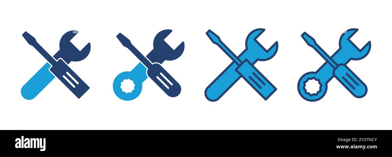 Repair tools icon vector. tool icon vector. setting icon vector. Wrench and screwdriver. support, Service Stock Vector