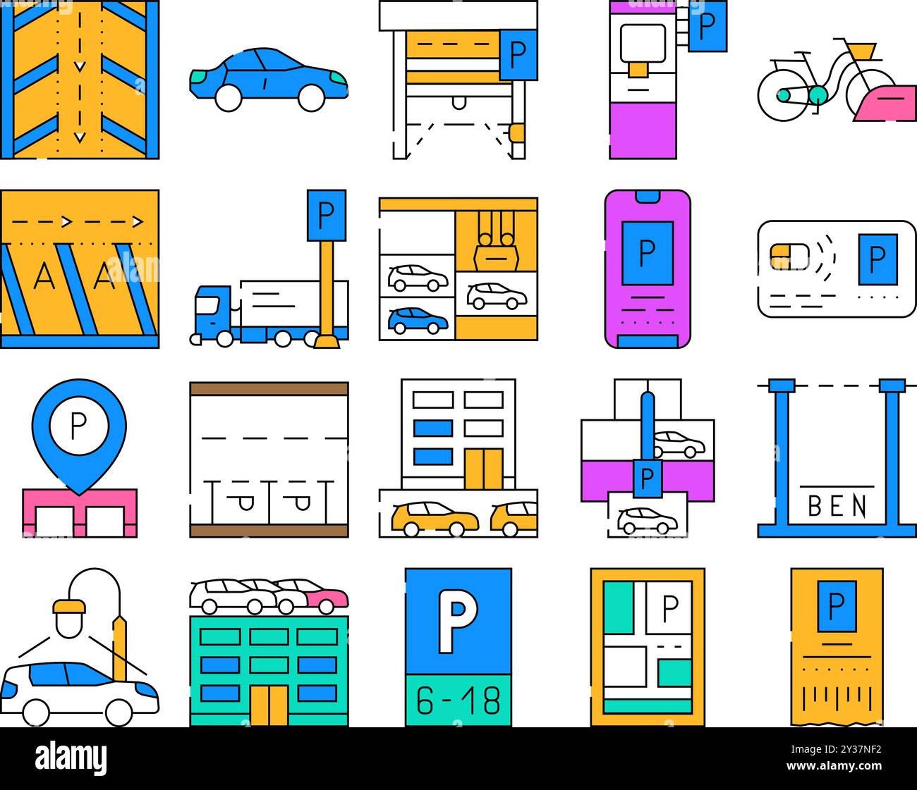 Parking Transport Collection Icons Set Vector Stock Vector Image & Art ...
