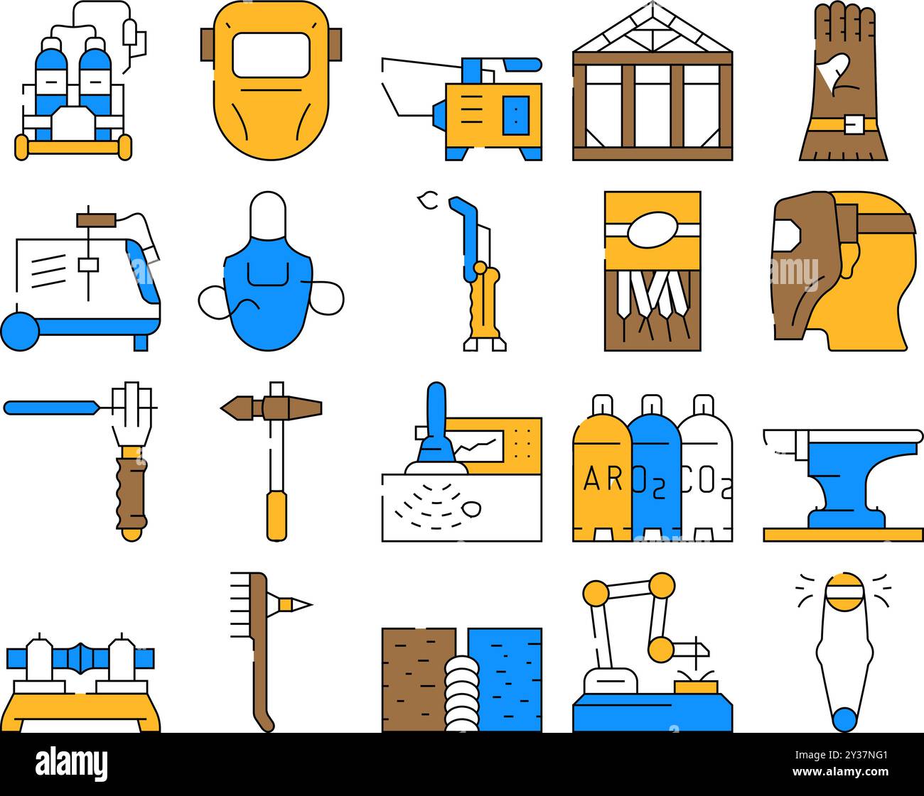 Welding Engineering Collection Icons Set Vector Stock Vector Image ...