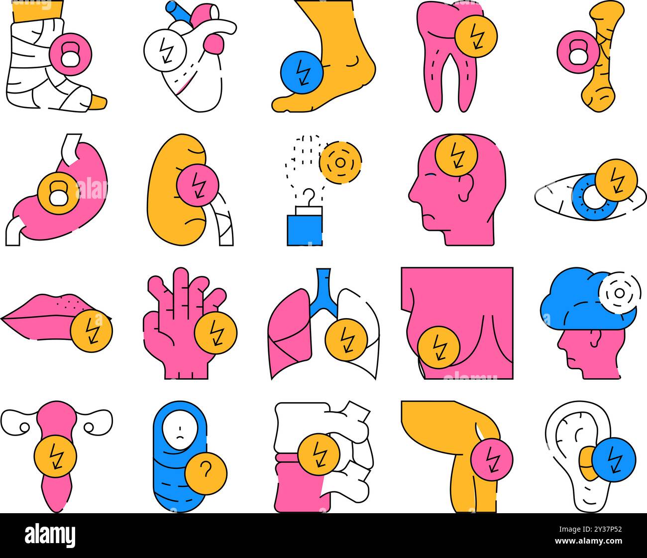 Body Aches Problem Collection Icons Set Vector Stock Vector Image & Art ...