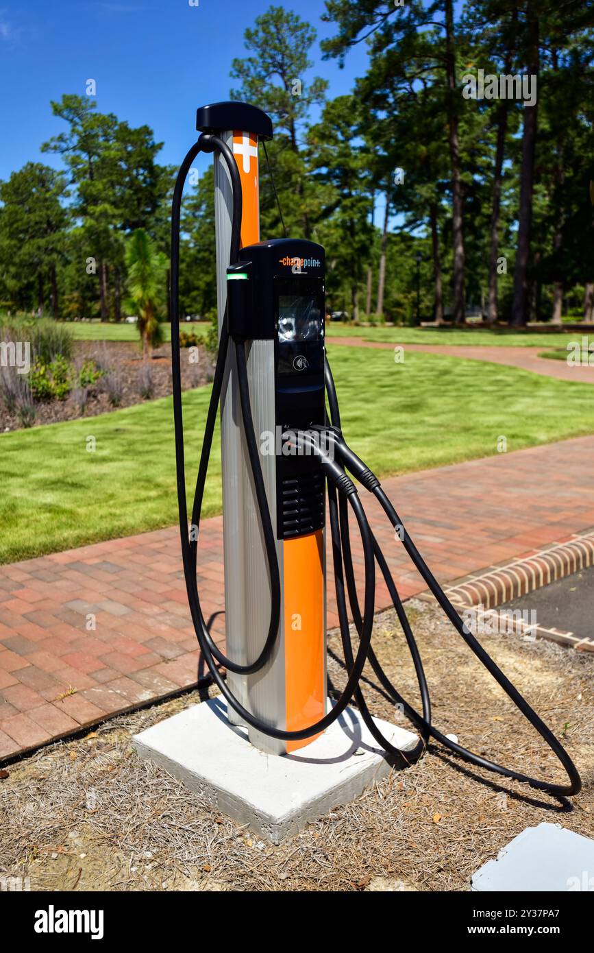 Charge Point Auto Charging station, in Pinehurst, North Carolina. Stock Photo