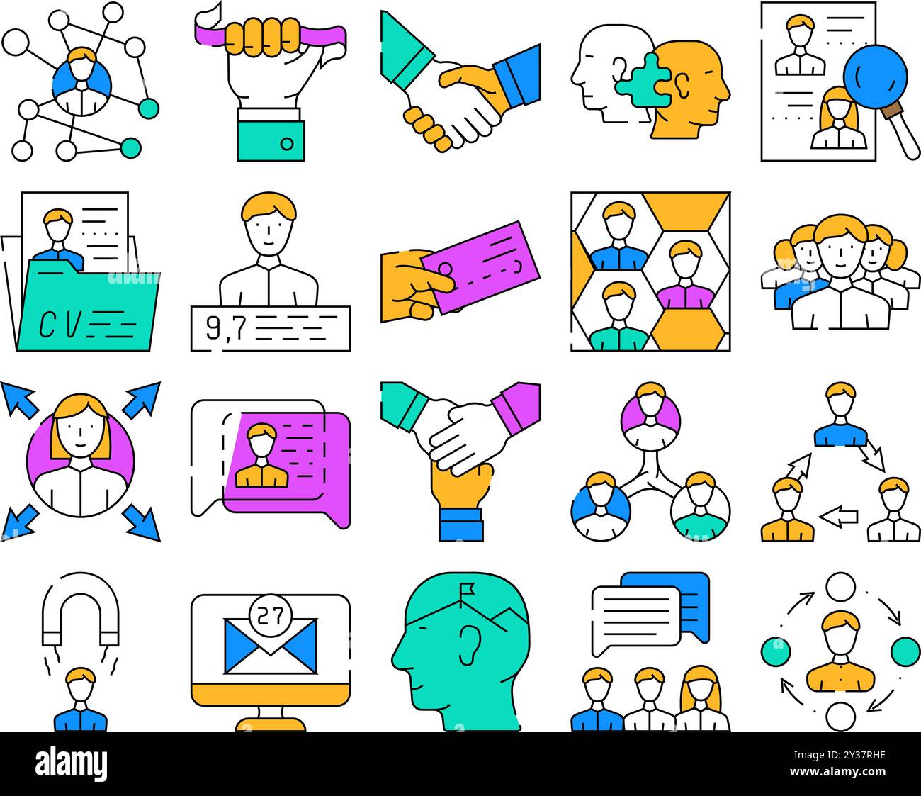 Networking Global Communication Icons Set Vector Stock Vector Image ...