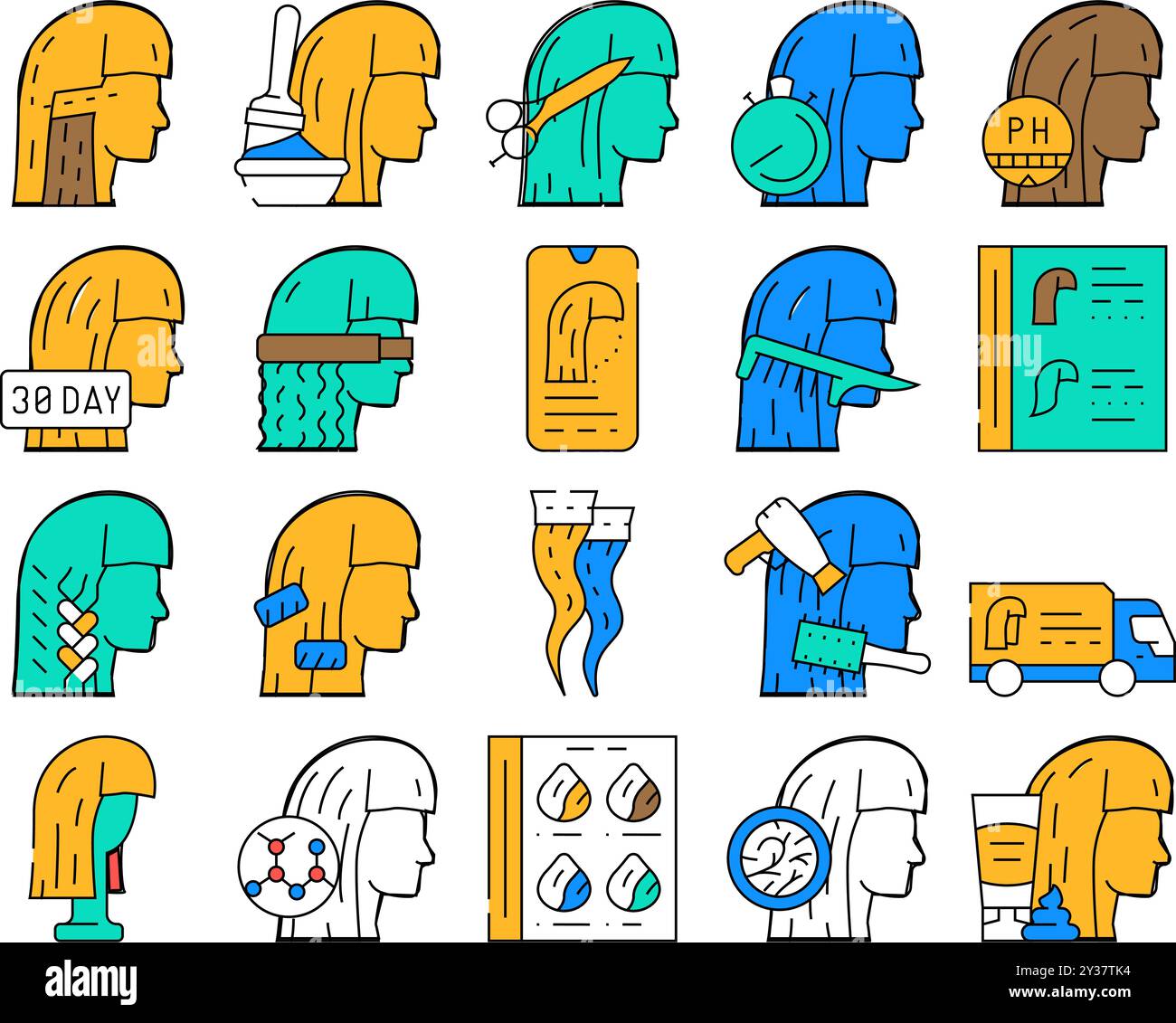 Hair Salon Hairstyle Service Icons Set Vector Stock Vector Image & Art ...