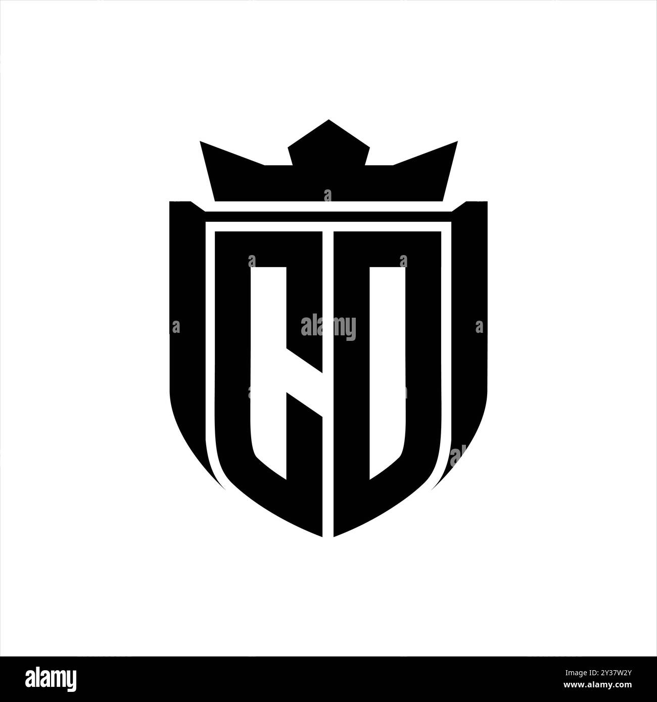 vector logo with shield shape with crown Stock Photo - Alamy