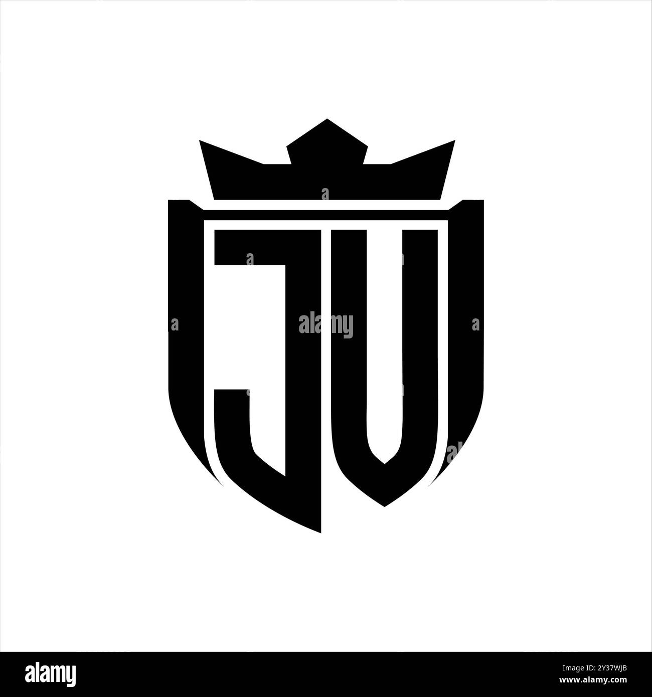 JV Letter logo with shield shape inside shield badge crown on white ...