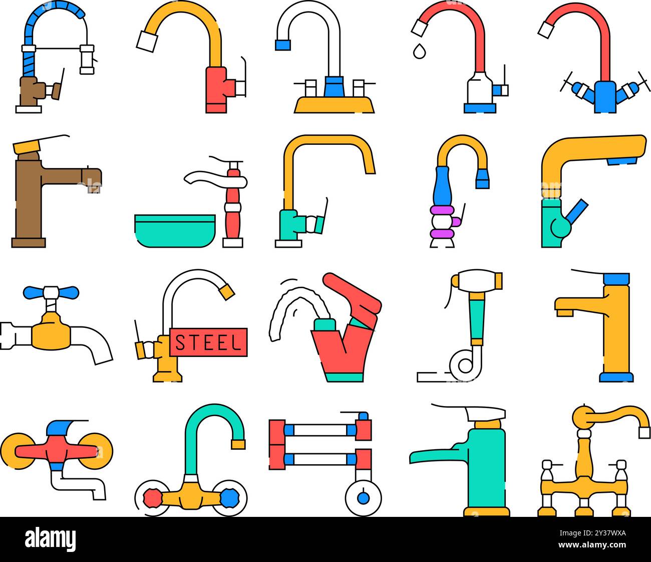 Faucet running water black sink Cut Out Stock Images & Pictures - Alamy