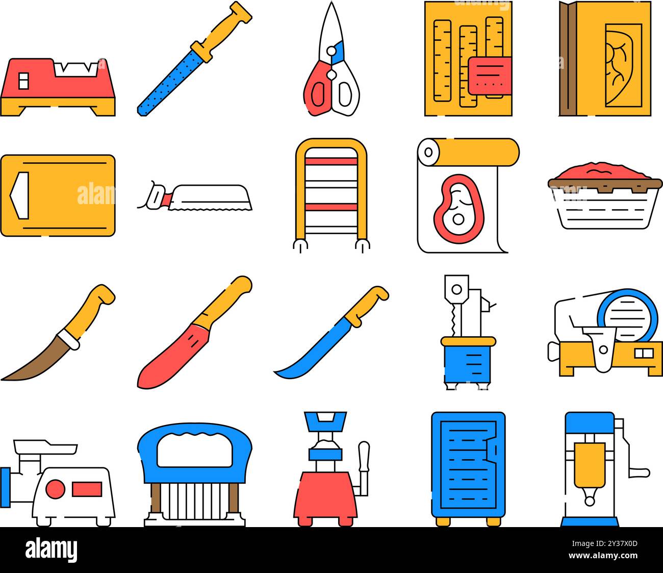 butcher meat food beef butchery icons set vector Stock Vector Image ...
