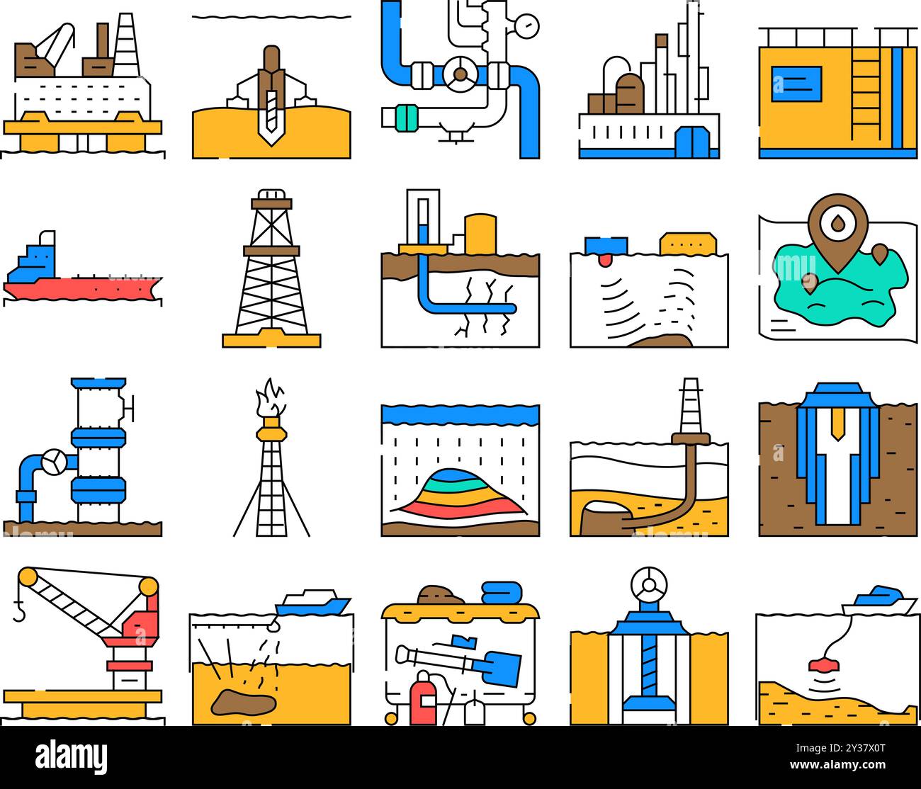 oil industry petroleum energy gas icons set vector Stock Vector Image ...