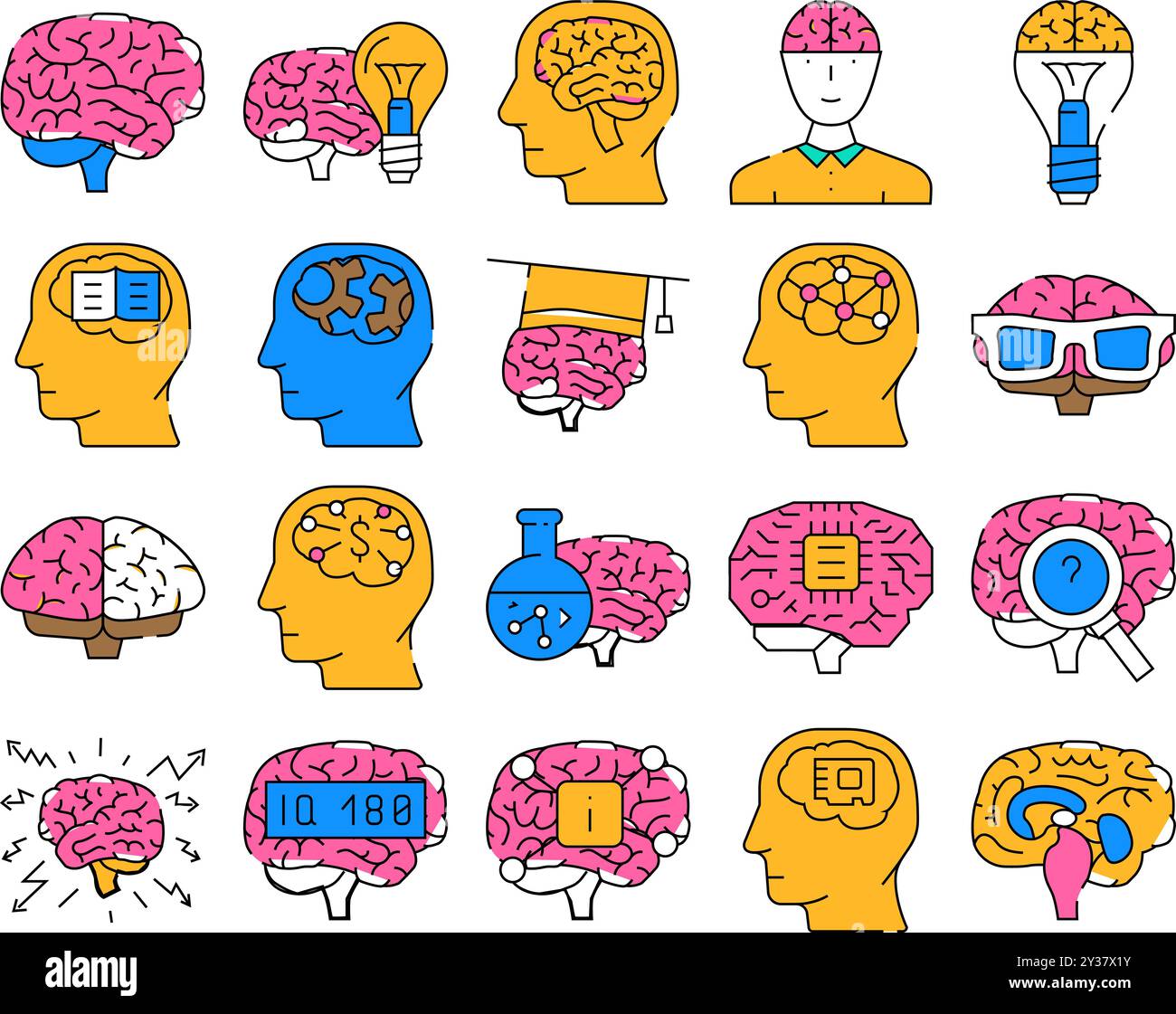 brain mind human head icons set vector Stock Vector Image & Art - Alamy