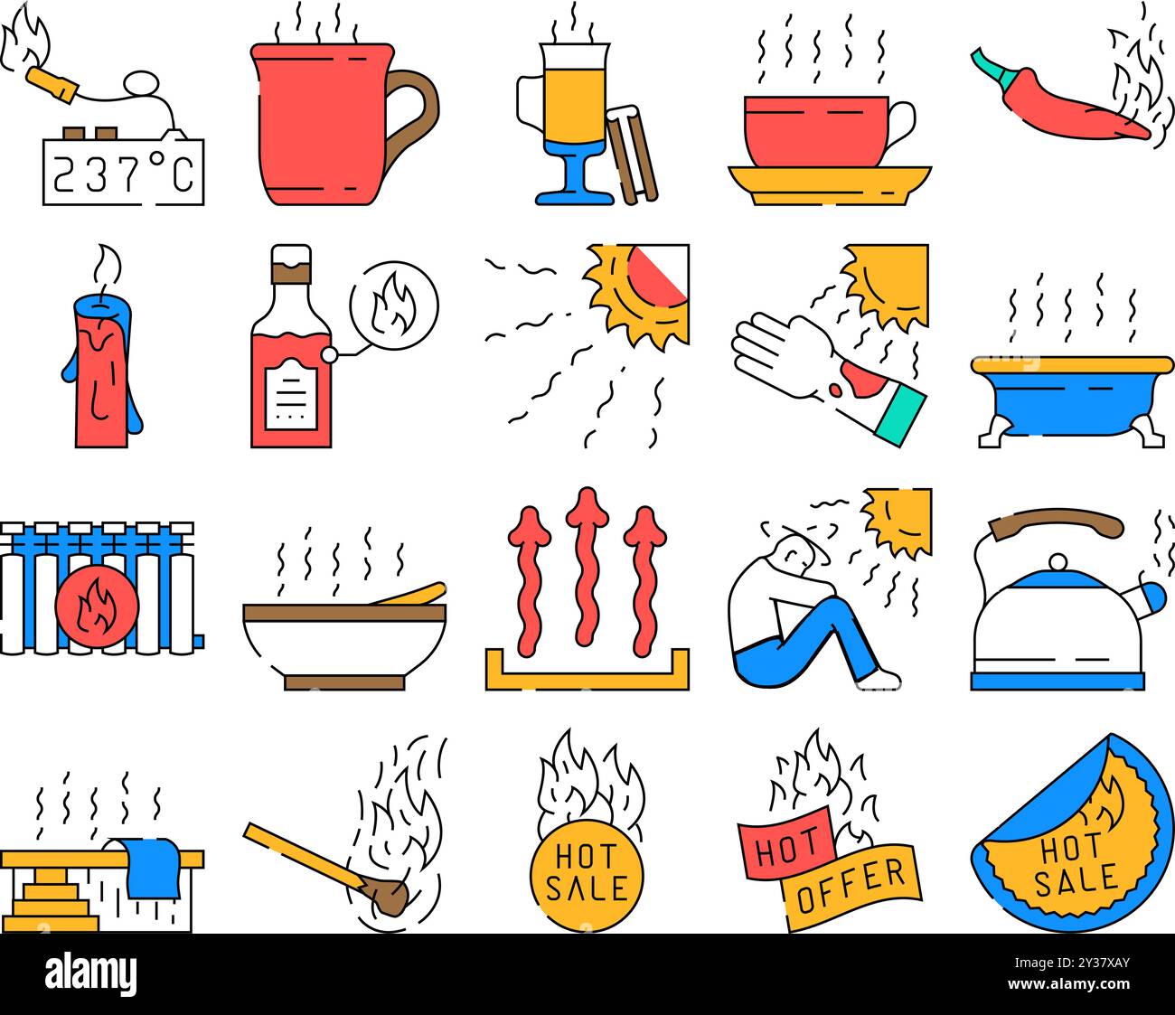 hot heat cold fire icons set vector Stock Vector Image & Art - Alamy