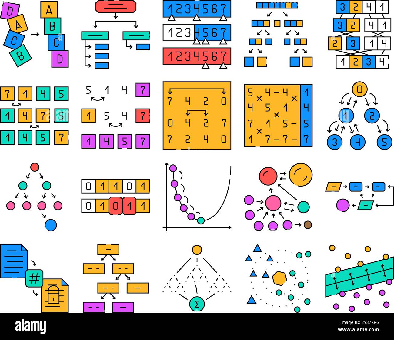 sorting algorithm data filter icons set vector Stock Vector Image & Art ...