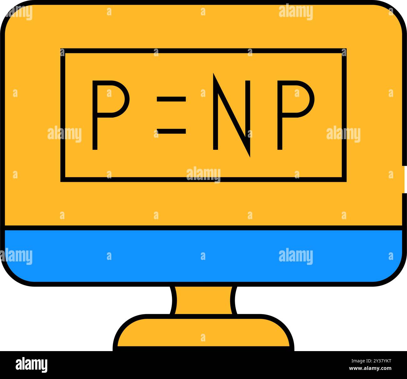 P vs NP unsolved problem in computer science icon color illustration ...