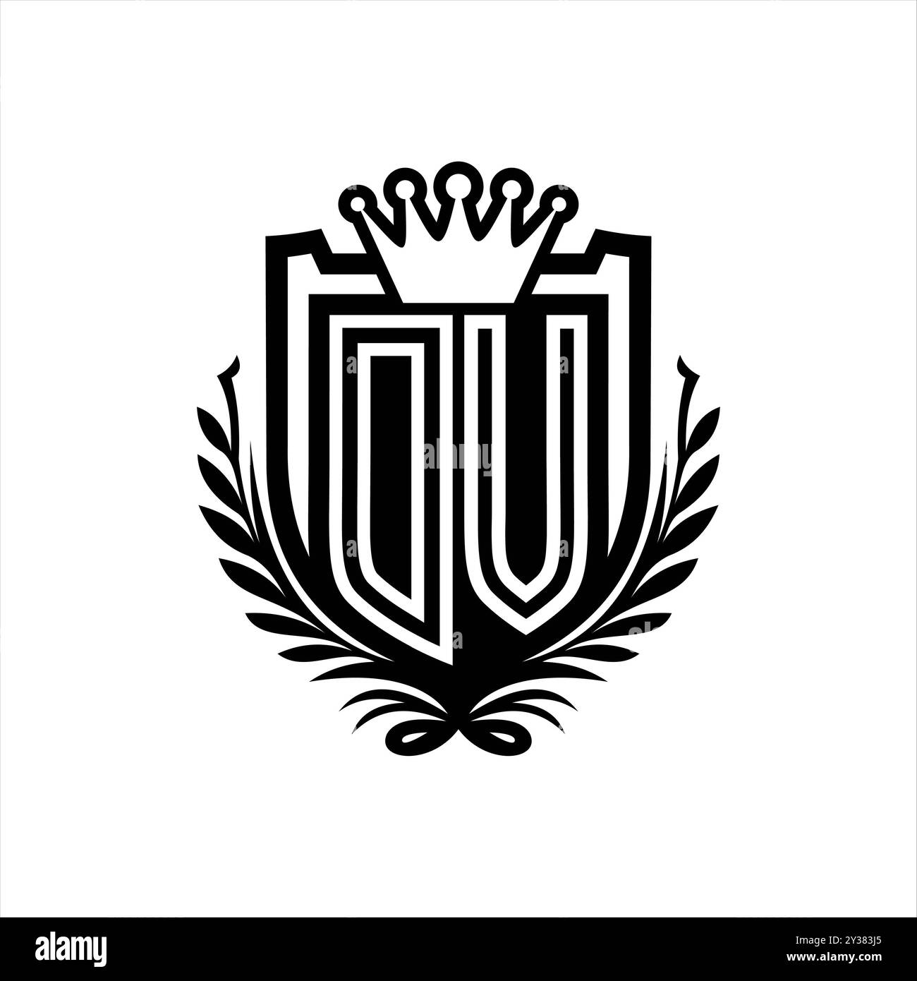 DV Letter logo heraldic shield shape with crown, vintage shield on ...