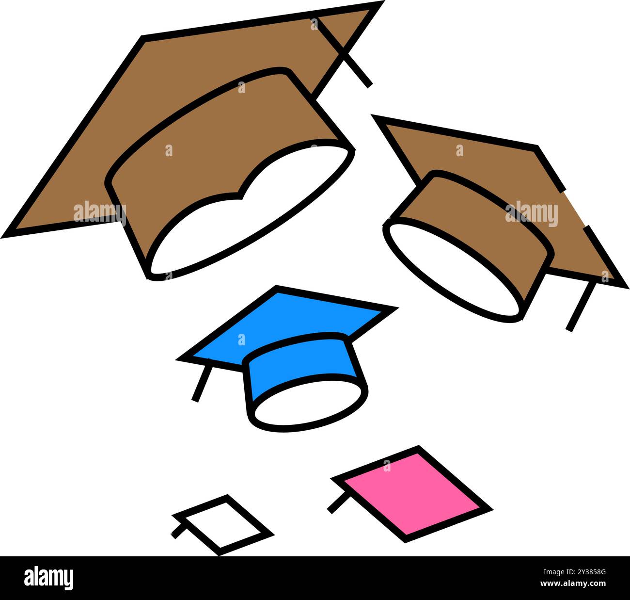 celebration graduation fly caps icon color illustration Stock Vector ...