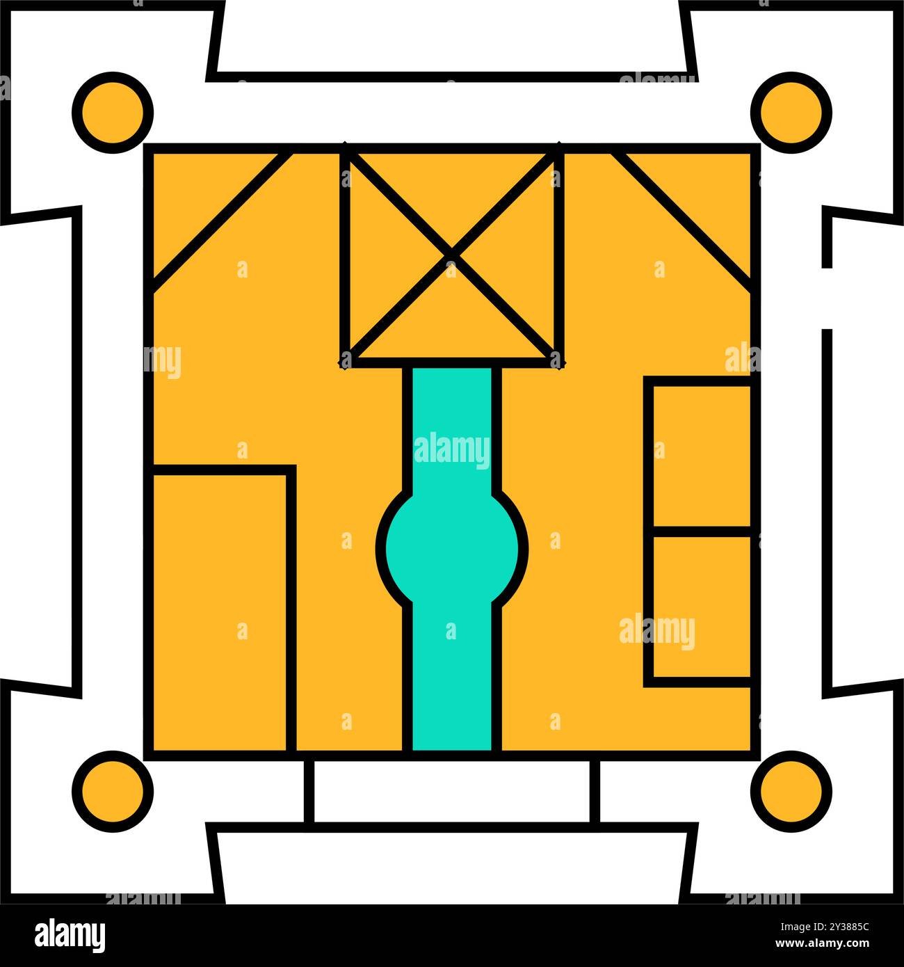 castle plan icon color illustration Stock Vector