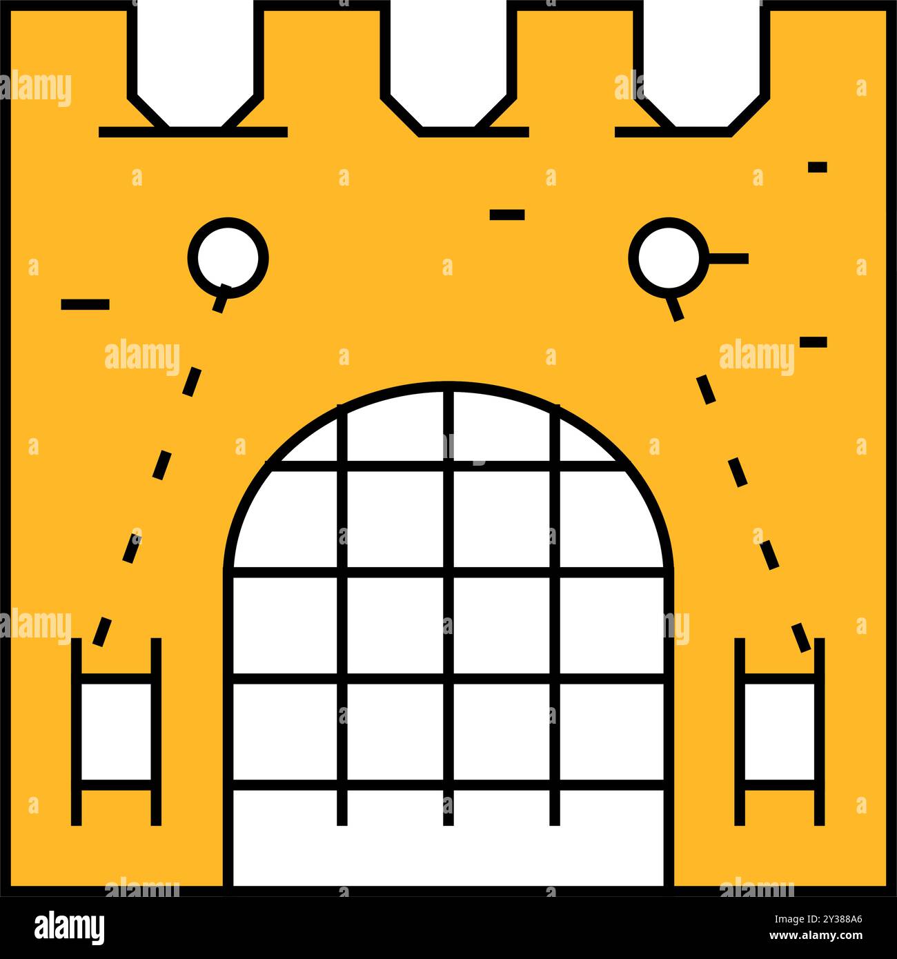 grid goal of ancient castle icon color illustration Stock Vector