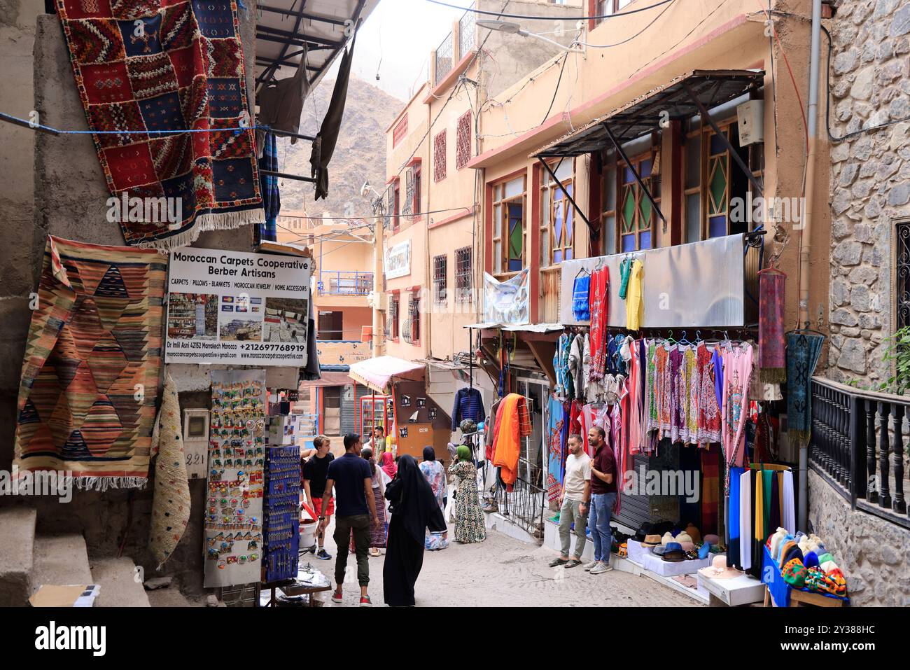 Imlil village located in the High Atlas Mountains at the gates of the Toubkal National Park, is the starting point for the ascent of Mount Toubkal, wh Stock Photo