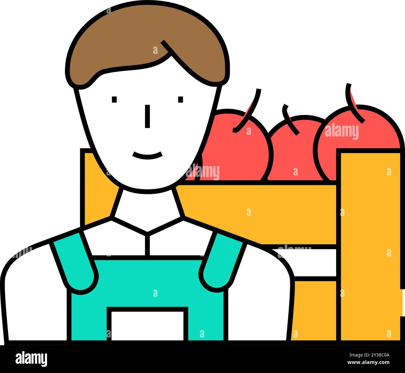 farmer worker flat icon color illustration Stock Vector Image & Art - Alamy