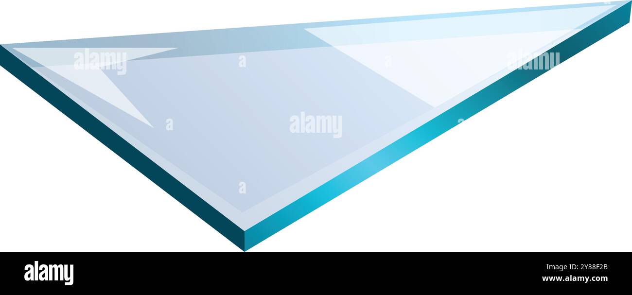 Triangular protective glass plate lying on a white background Stock Vector