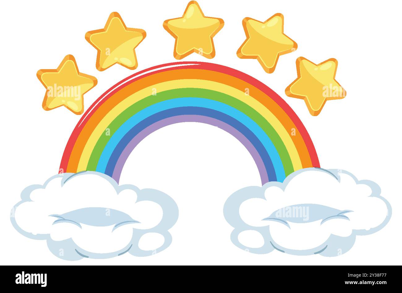 Colorful rainbow with stars and fluffy clouds Stock Vector Image & Art ...