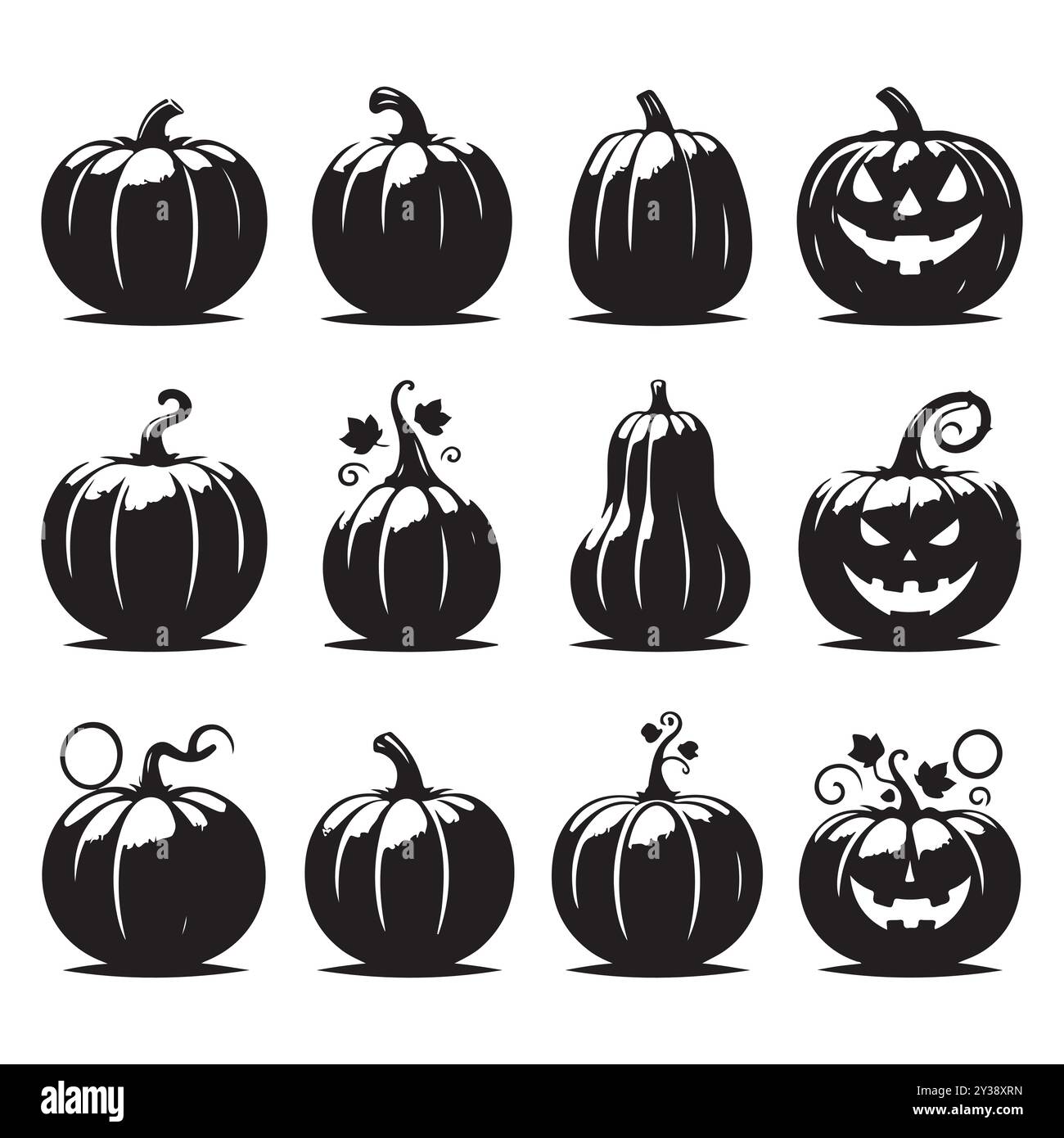 Set of pumpkin silhouettes isolated on a white background, Vector illustration Stock Vector ...