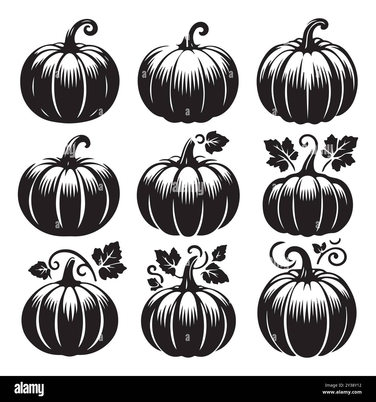 Set of pumpkin silhouettes isolated on a white background, Vector illustration Stock Vector ...