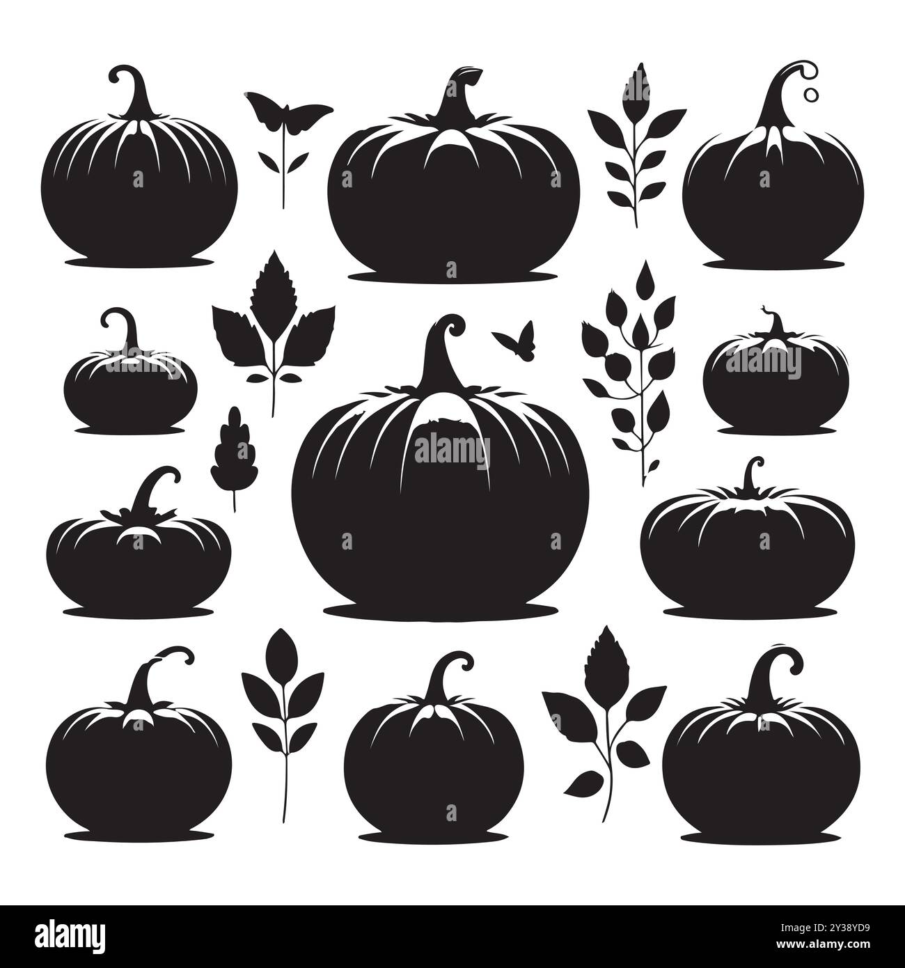 Set of pumpkin silhouettes isolated on a white background, Vector ...
