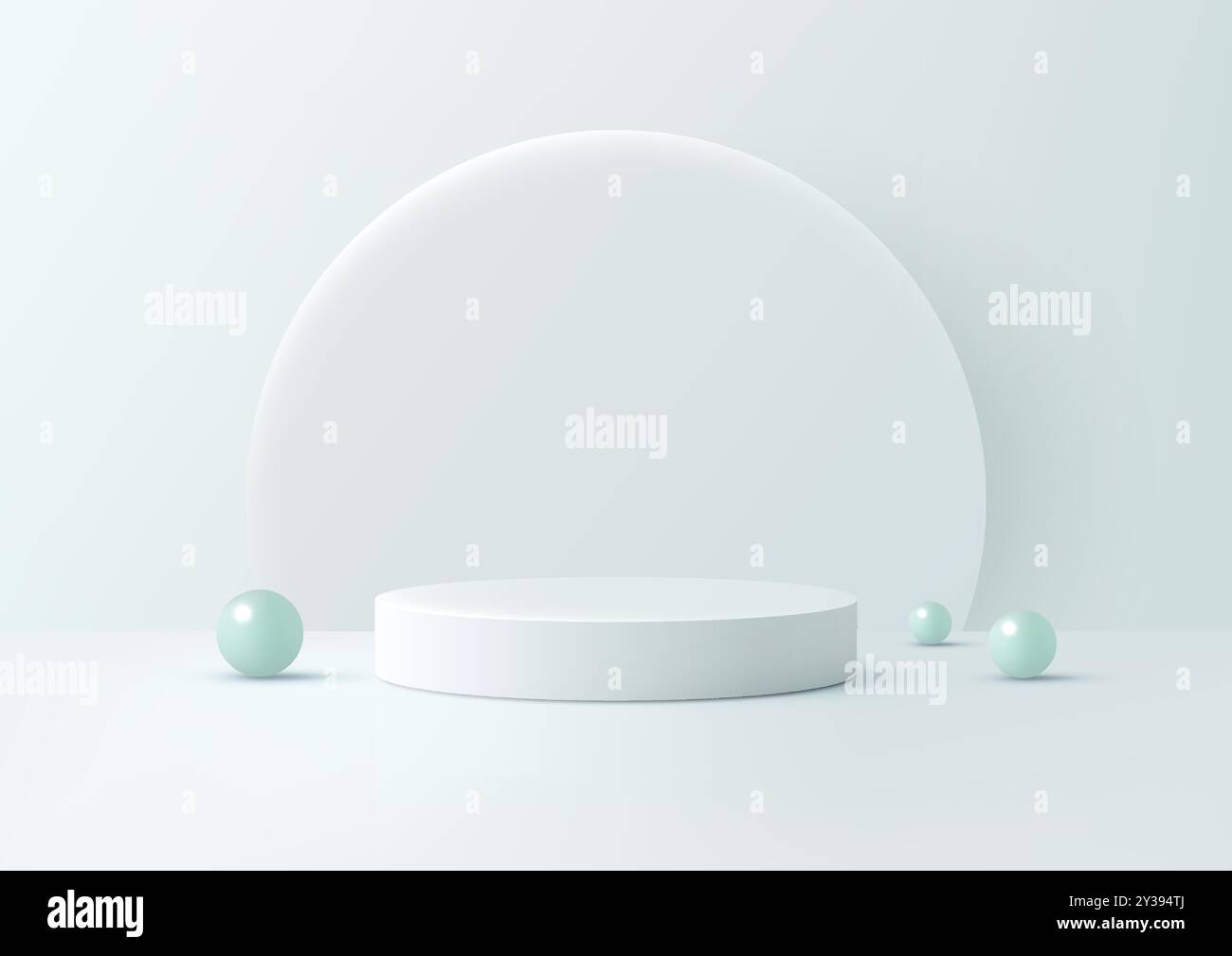 Minimalist 3D White Podium Scene with Light Blue Spheres, Elegant ...