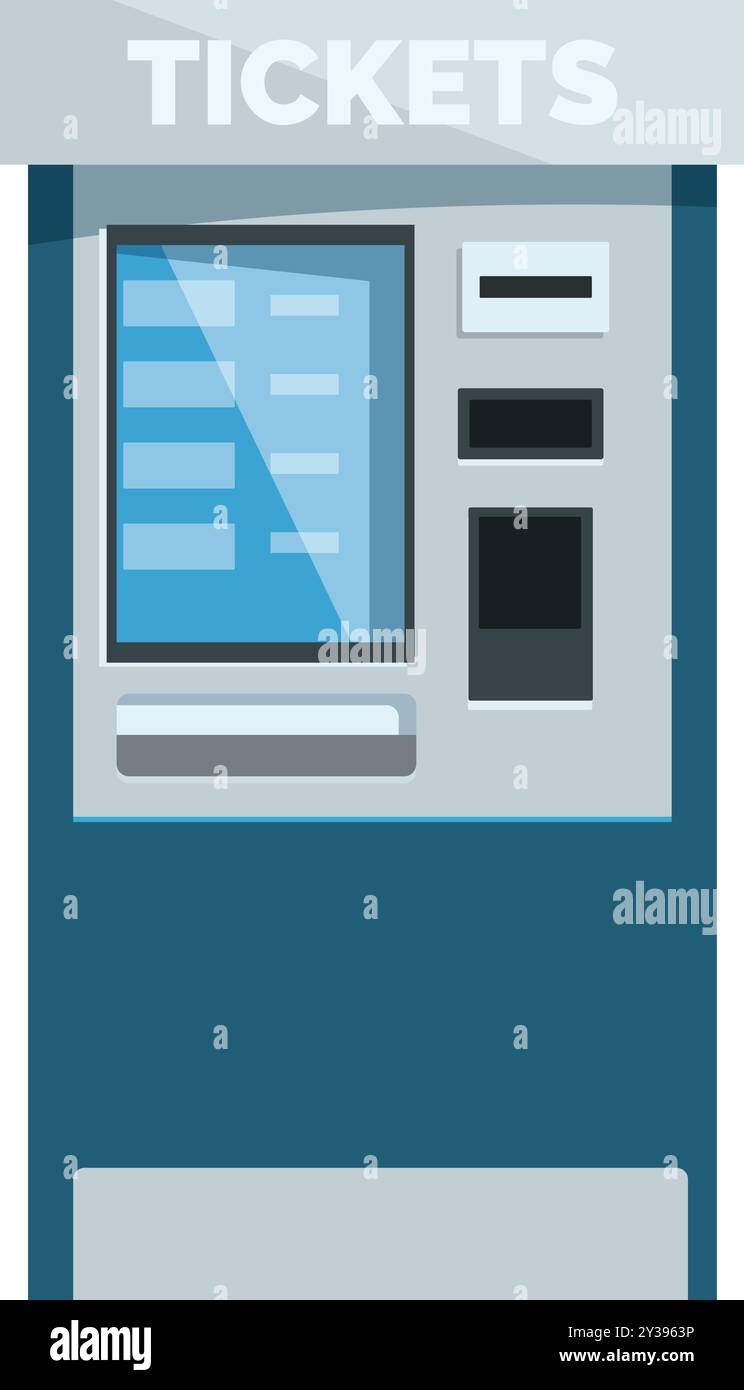 Modern ticket vending machine issuing tickets for the train, bus, or ...