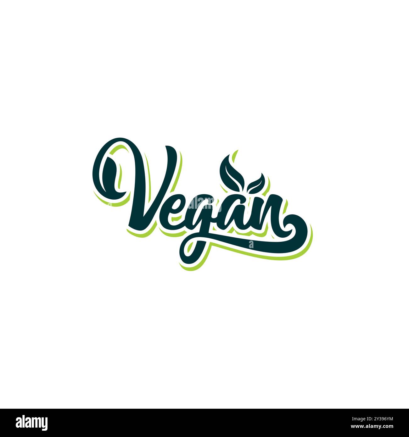 Vegan Typography Logo Template Vector Stock Vector