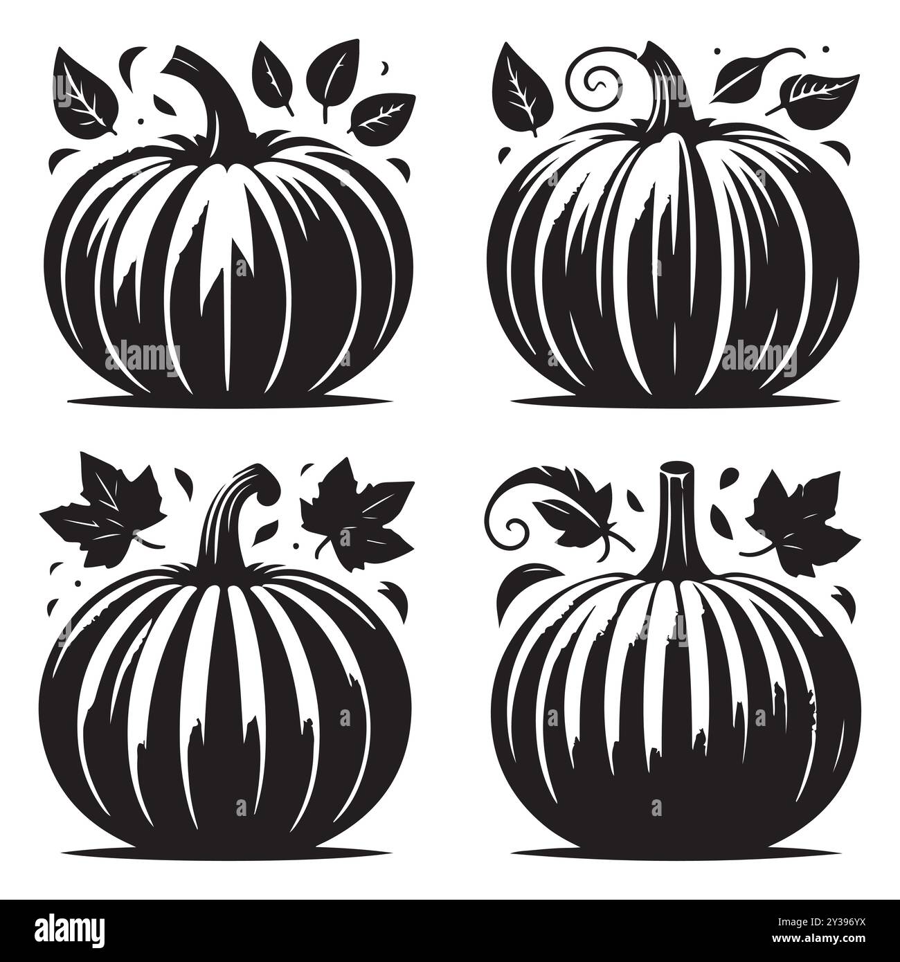 Set of pumpkin silhouettes isolated on a white background, Vector illustration Stock Vector ...