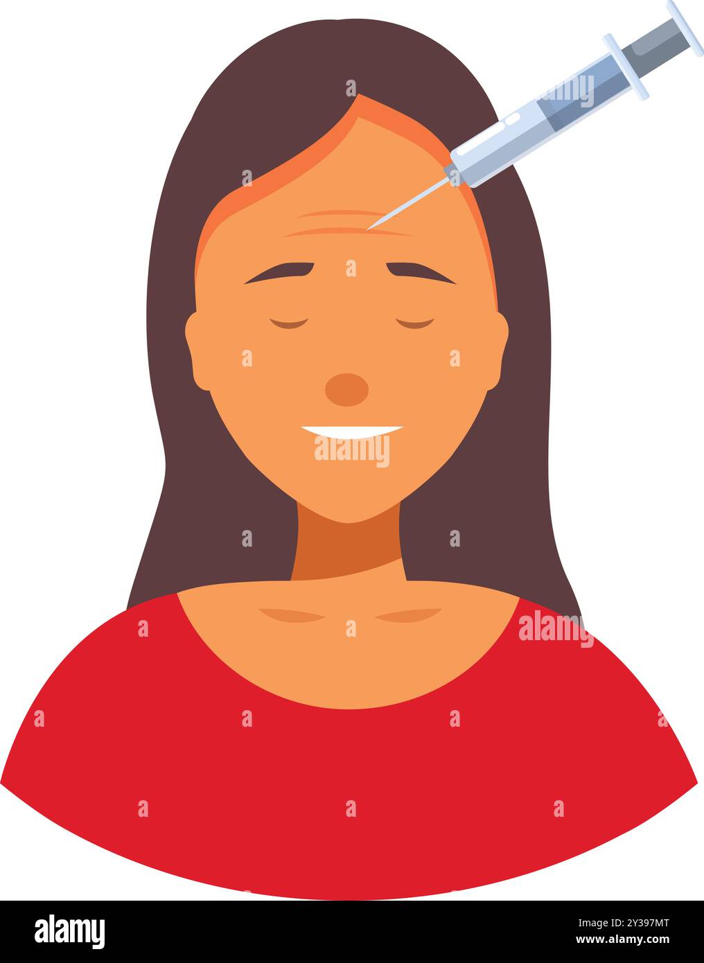 Woman is smiling while receiving a botulinum toxin injection in the ...