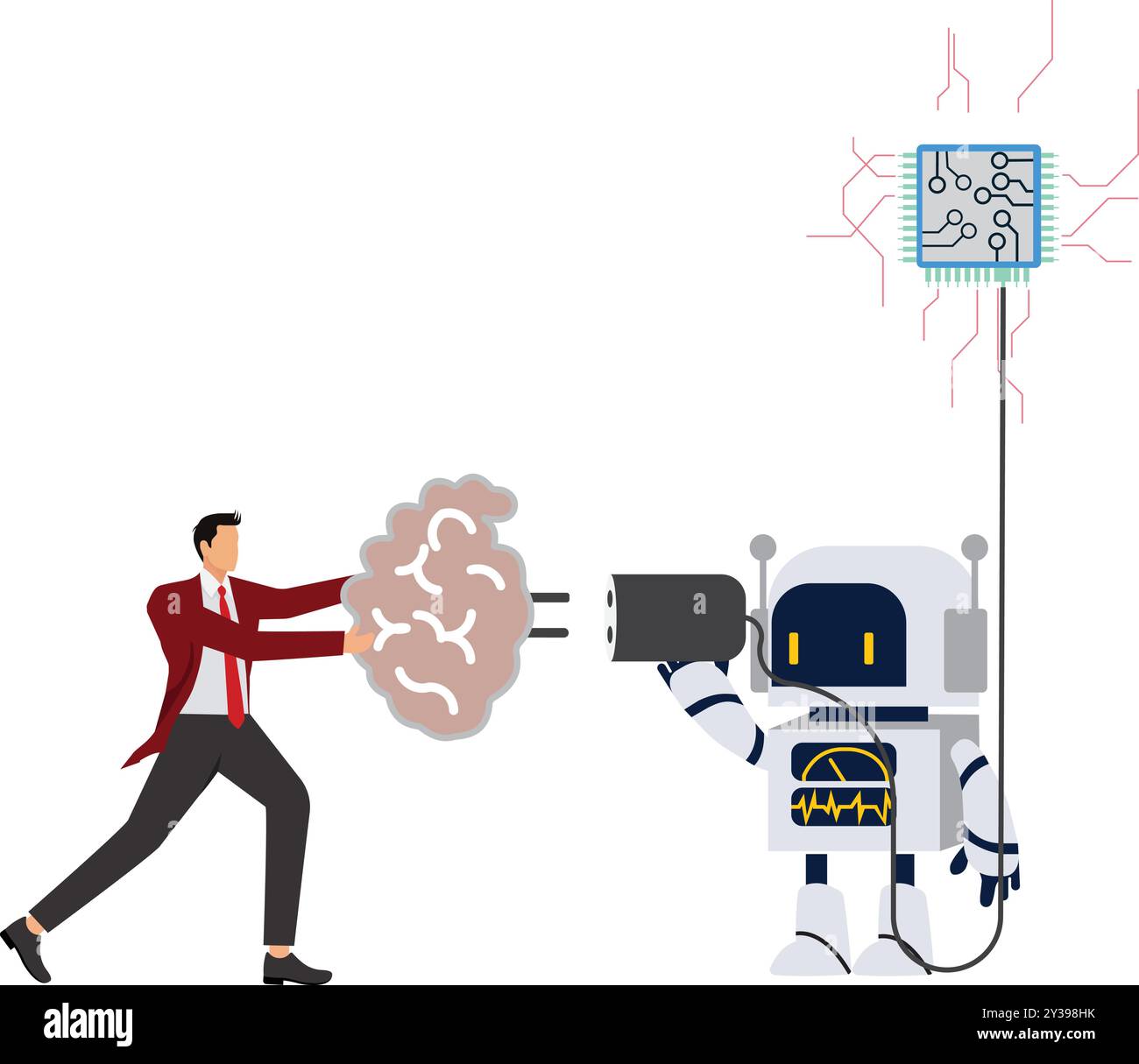 Businessman and Robot, Collective Ideas Stock Vector
