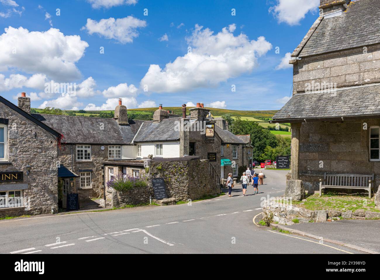 The Old Inn at Widecombe-in-the-Moor in Dartmoor National Park, Devon, England. Stock Photo