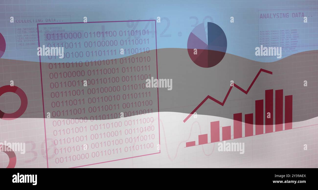 Binary code and data charts over Estonia flag image Stock Photo