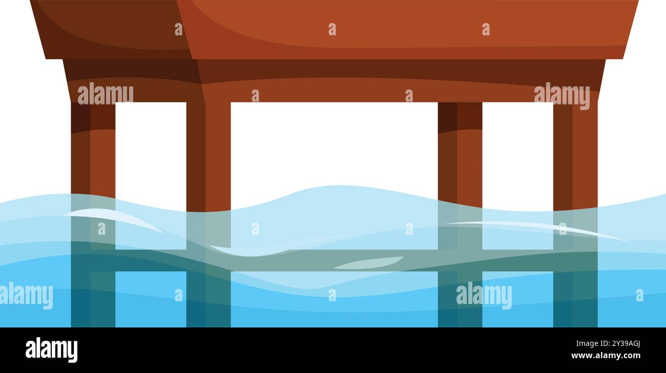 Under Pier Vector Pier into blue water Cut Out Stock Images & Pictures - Alamy