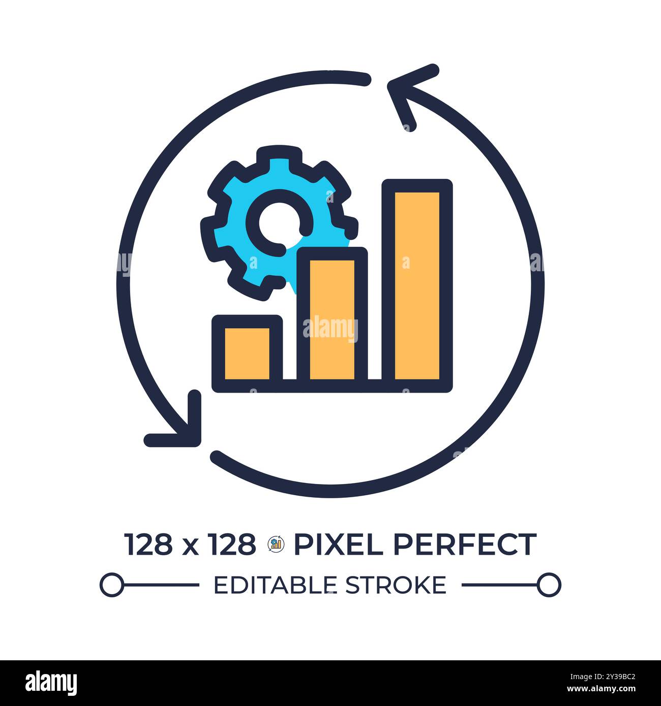 Efficiency graph cycle RGB pixel perfect color icon Stock Vector