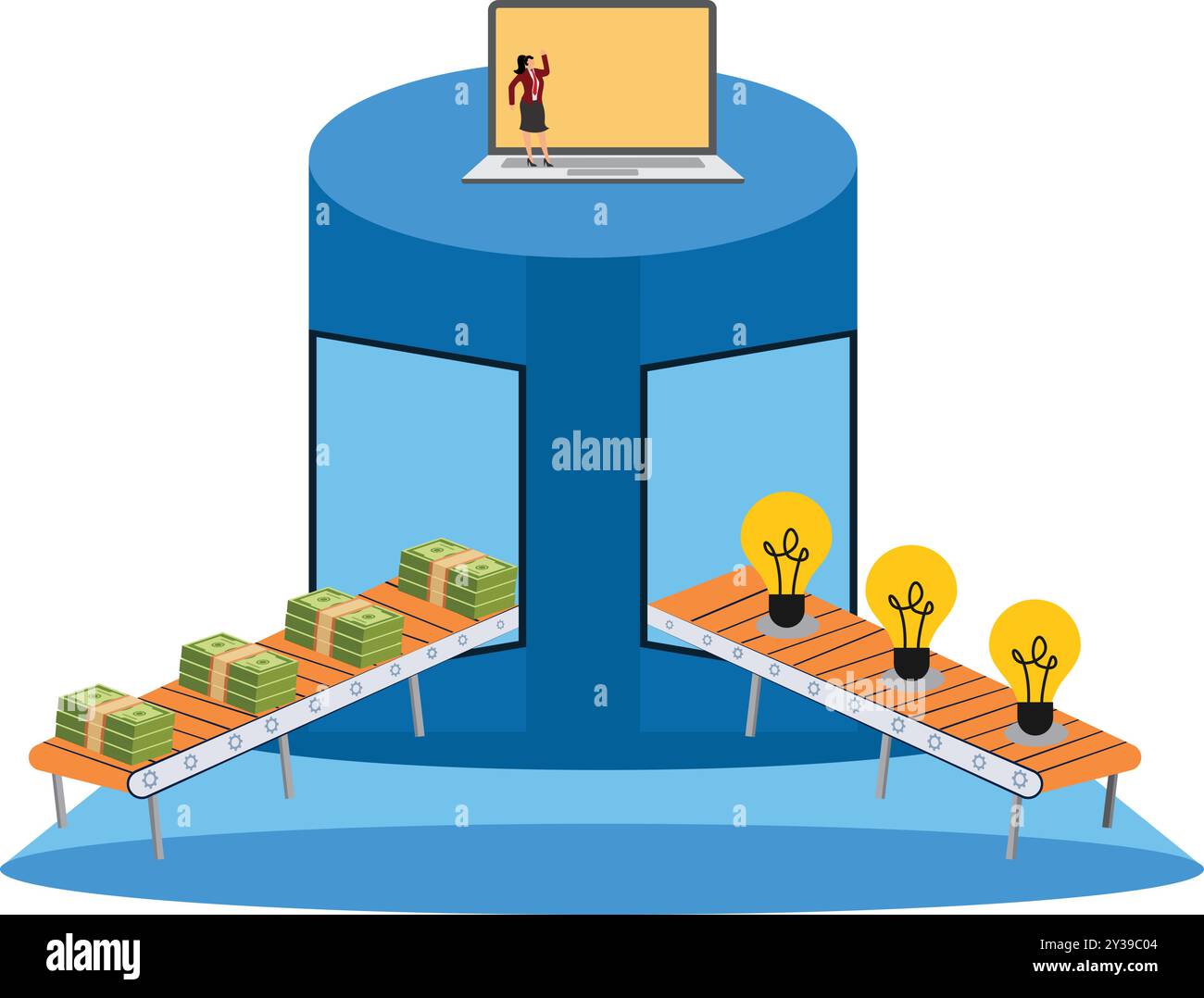 Production Profit, Production line Business woman Stock Vector