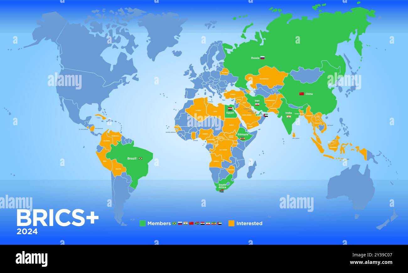 BRICS PLUS countries map october 2024 with new and potential members