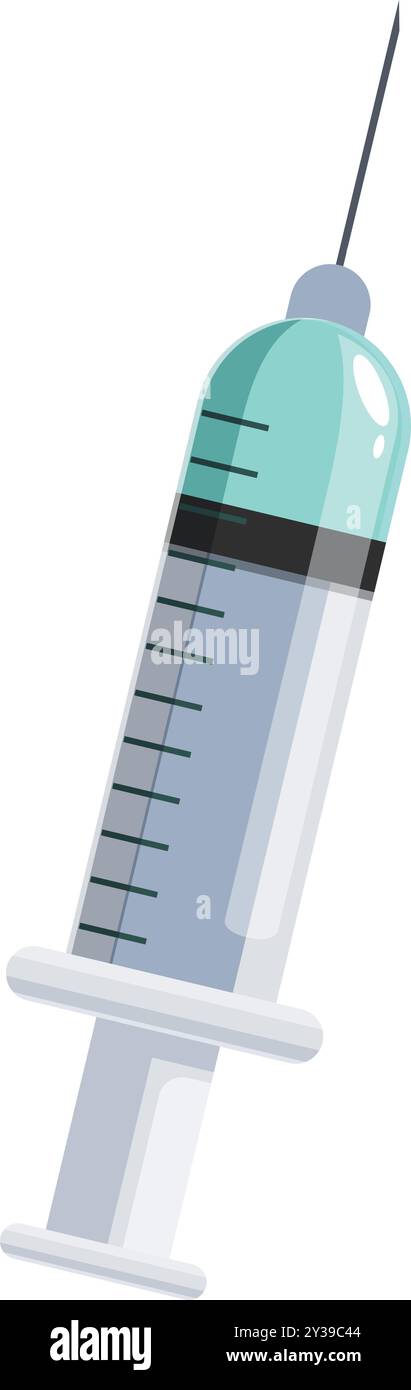 Sharp Syringe Icon Medical syringe with a sharp needle is filled with a blue liquid ...