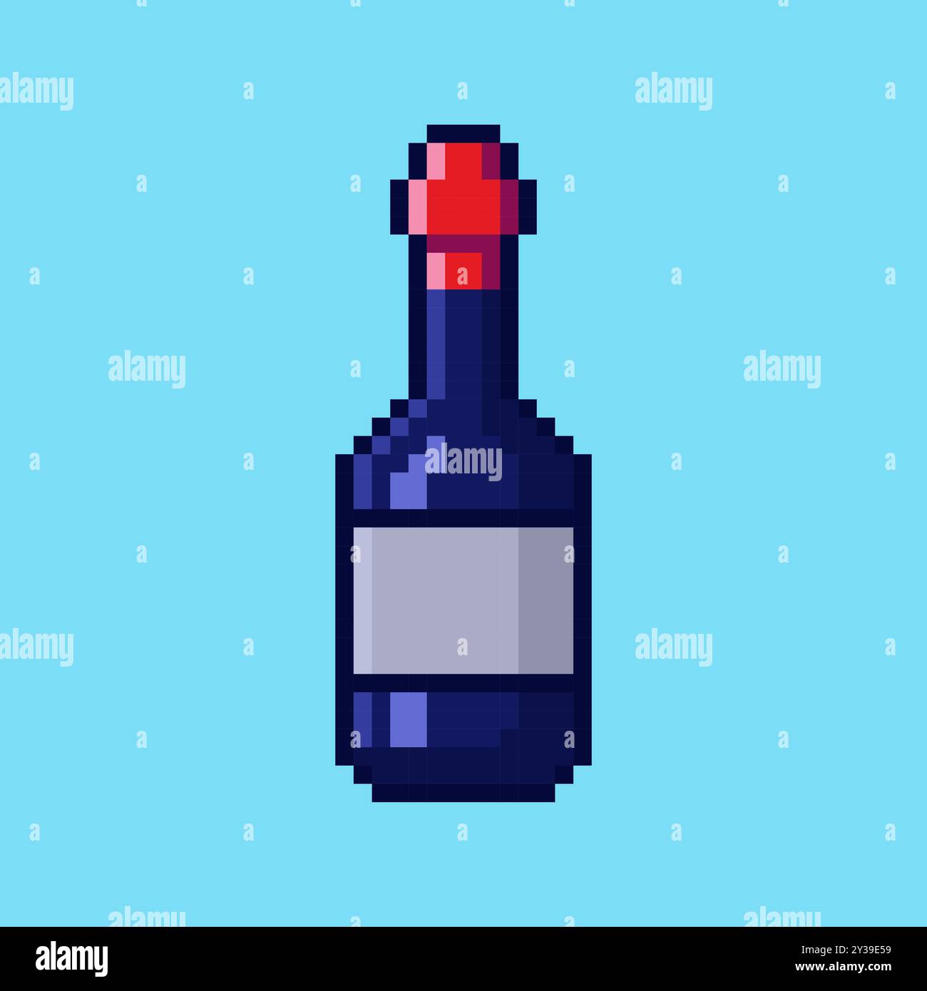 Pixel art wine bottle game asset design Stock Vector
