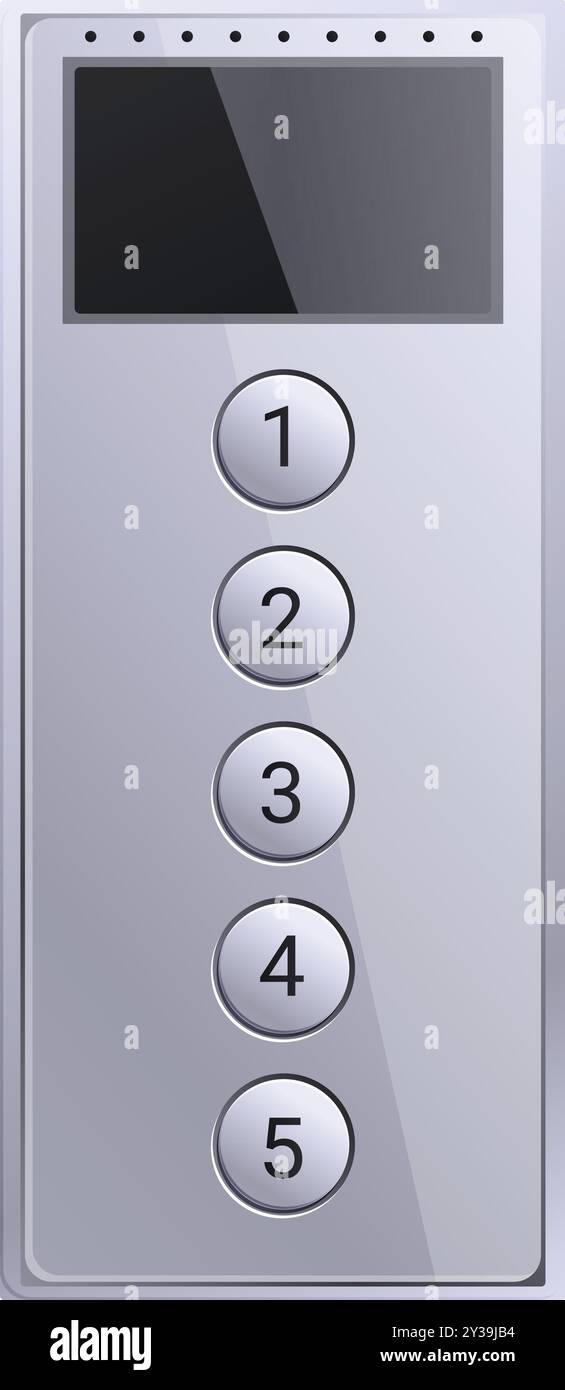Modern elevator control panel showing floor numbers and a blank screen ...