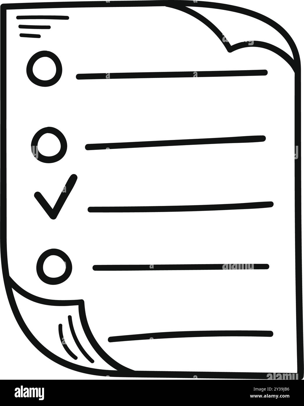 Hand drawn memo paper sheet icon in flat style. Checklist vector ...