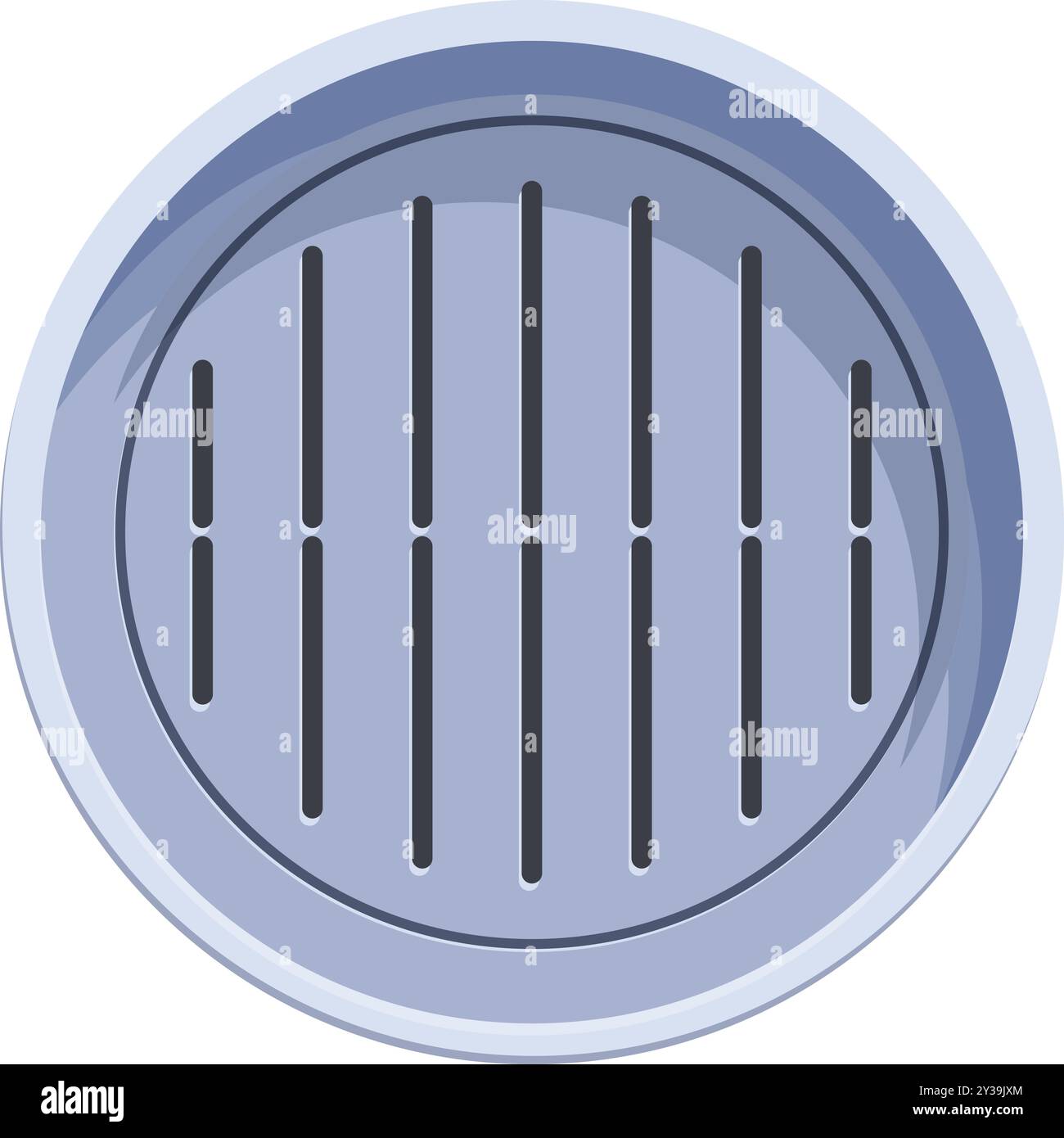 Round manhole cover with ventilation grills icon in cartoon style ...
