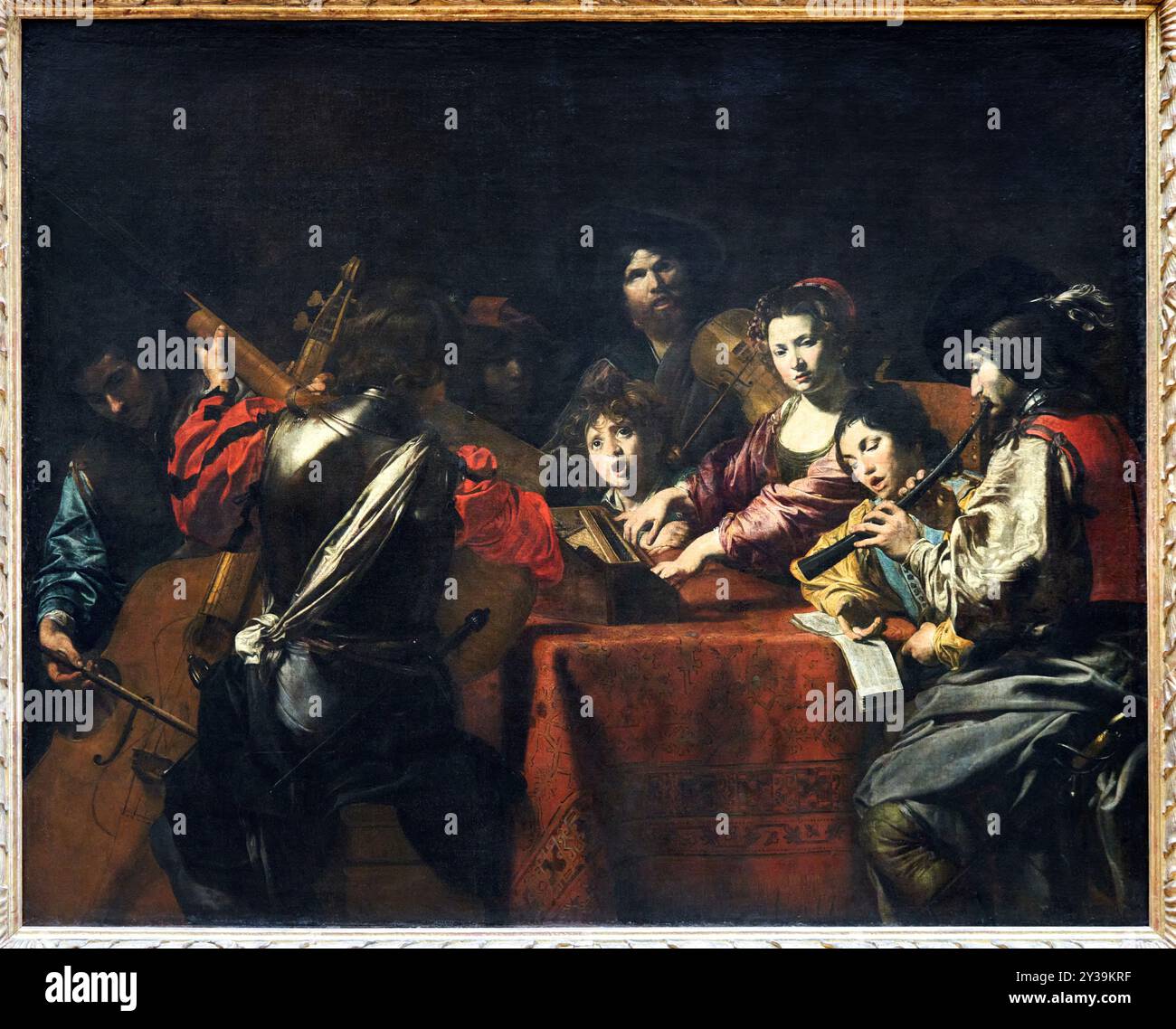 A Concert, Oil on canvas, about 1628-1630, Valentin de BOULOGNE, dit LE VALENTIN, Coulommiers, 1591 - Rome (Italie), 1632, Musée du Louvre, Paris, Fra Stock Photo